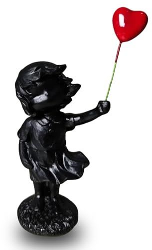 PIGPIGFLY Scultura Figura Banksy,Della Ragazza con i Palloncini,Decorazioni per Ufficio,Figura Decorative, Statuette Decorative Casa, Soggiorno Decorativo Moderno da Appoggiare(Nero)