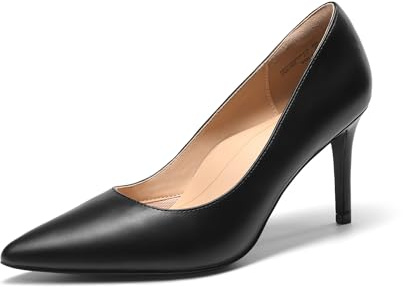 DREAM PAIRS Escarpins Femme Confortables Bout Pointu Talon Aiguille Chaussures Élégantes Soutien Voûte Plantaire Confort Toute la Journée Bureau Travail Soirée Mariage,Size 38,Noir-PU