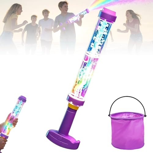Glowing Rainbow LED Water Blaster, Light Up Fireworks Squirt Gun with Lights, High Pressure Water Soaker Toys for Summer Pool Party, Backyard, Beach Outdoor Games (1PCS)