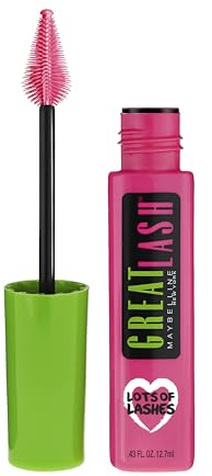 Maybelline Great Lash Lots Of Lashes Washable Mascara, Volumizing, Thickening and Curling Mascara, Brownish Black, 1 Count