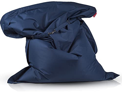 Ecopuf Pouf coussin géant avec sangles pour fauteuil en polyester imperméable avec rembourrage pour intérieur et extérieur 170 x 135 cm