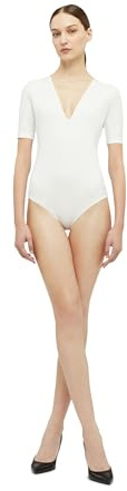 Wolford Deep V String Body for Women Elegant Bodysuit with Striking Neckline and Premium Skin-Caressing Fabric White Large