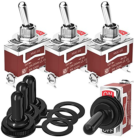 Gebildet Marine Interruttore a Levetta 12VDC 20A Impermeabile Interruttore a Levetta 250V AC 15A Heavy Duty con Copertura Resistente alle Intemperie SPST Acceso/Spento 2 Pin per Auto Camion Barca