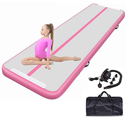 DOBESTS Air Track Tapis de Gymnastique Gonflable, Air Floor Mat, 10cm / 20cm Haut Tapis Entraînement, Tapis de Gymnastique 2/3/4/5/6 m, Gym Tumbling avec Pomp a air (rose, 200x100x10 cm)
