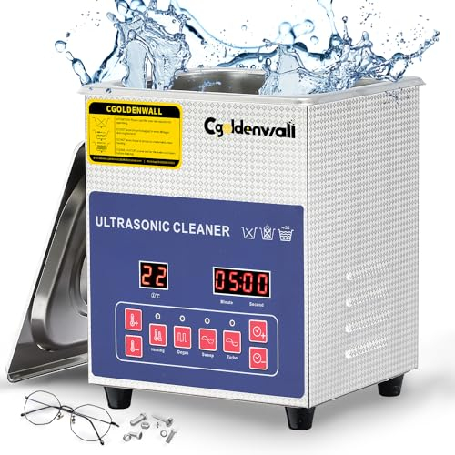 CGOLDENWALL Limpiador ultrasónico digital de 3 litros, 28/40 khz, doble frecuencia, desgasas, 120 W, potente limpieza, calefacción de 20 a 80 ℃ y temporizador de 0 a 30 minutos para joyas, relojes