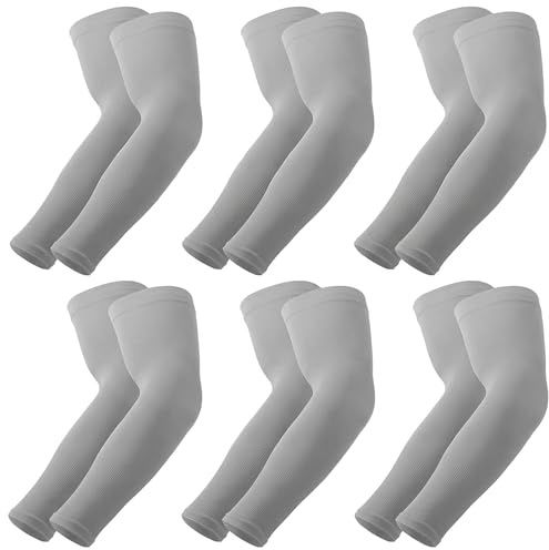 6 pares de mangas de brazo con protección UV para hombres y mujeres, mangas de sol de compresión y enfriamiento para deportes, entrenamiento y cubierta de tatuajes, unisex