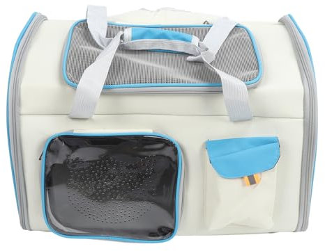HUONIU Atmungsaktiver Haustierträger Großraum Tragbarer Katzen und Hundetransport Rucksack Grau und Blau (White and Blue)