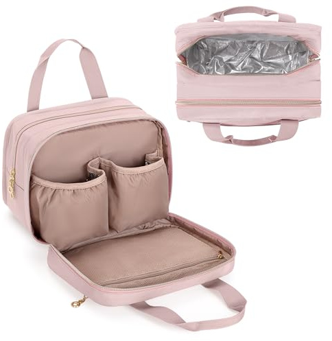 Damero Wearable Breast Pump Bag Compatible with Elvie, Willow and Momcozy Breast Pump, Carrying Case for Hand-Free Wearable Breast Pumps, Pump Parts and More, Pink (BAG ONLY)