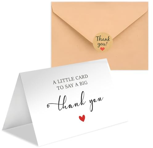 Tarjeta de agradecimiento – Tarjeta de agradecimiento – Tarjetas de amistad y frasco, cubierta natural y sello de cera – Thank you card para amigos y familia, profesor, jefe, una pequeña tarjeta para