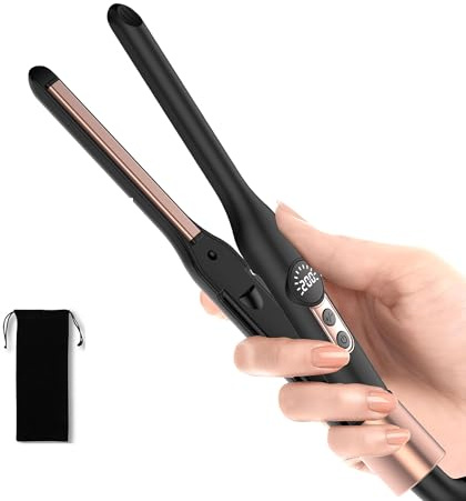 UMIGA Mini Pencil Hair Straightener, Travel Straighteners, 2-in-1 Straightener & Curler, Travel-Size with 4 Adjustable Temperatures,Portable Lightweight Design for Short Hair & Beards