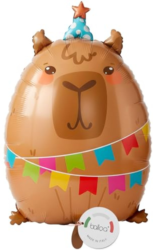 balloa Folieballong XXL capibara, heliumballong, födelsedagsdekoration, ballong för barnfest, födelsedag, ballong med djur för pojkar och flickor, festdekoration, djurmotiv, ballong, present för barn