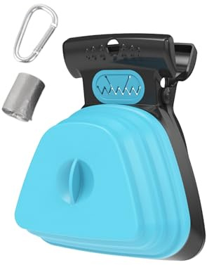 SSS SALLYSS Raccolta Escrementi per Cani e Gatti – Paletta Igienica Portatile, Raccogli Cacca, Espandibile Anti-Odore, Rotolo di Sacchetti, Ideale per Passeggiate e Uso Esterno (Blu, Large)