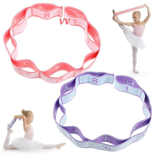 2 bandas elásticas ajustables de baile, bandas de 8 bucles para estiramiento, correa de estiramiento para entrenamiento de baile, equipo de ejercicio en casa