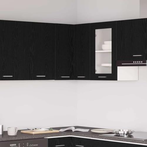 Mimdixy Armario multiusos para debajo del lavabo de cocina, armario de esquina colgante con estante, roble negro, 57 x 57 x 60 cm, para salón, cocina, estudio, se puede montar rápidamente