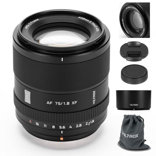 VILTROX 75mm F1.8 EVO con Montura XF para Fuji; Objetivo de Focal Fija APS-C con Gran Apertura y Enfoque automático para Fujifilm con Montura X cámaras X-E4 X-E5 X-H1 X-Pro3 X-S10 X-T4 X-T30 XT30II