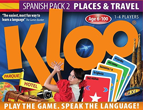 KLOO Learn Spanish Card Game | Places & Travel Theme | Language Fun for Family Kids Adults & School | 2 Decks of Coloured Vocabulary Word Cards Make Sentences in a Flash | 1–4 Players