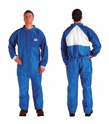 3M Disposable Coverall, Pack of 25, Collared Coveralls, SMS Based, Flame Resistance, 4530CS-BLK-XL, For Welding, Metal Grinding, Maintenance, Blue, X-Large