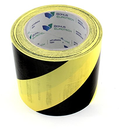 BONUS Eurotech 1BL23.71.0100/033A# PVC Bodenmarkierungsband, Klebstoff auf Kautschuk Basis, weich, Länge 33 m x Breite 100 mm x Dicke 0,17 mm, Gelb/Schwarz