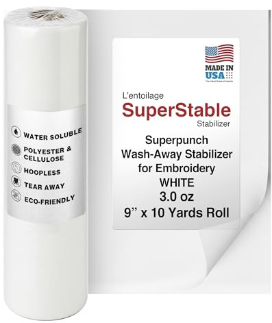 Superpunch Wash-Away Water Soluble 9 x 10 Yards. SuperStable Embroidery Stabilizer & Topping