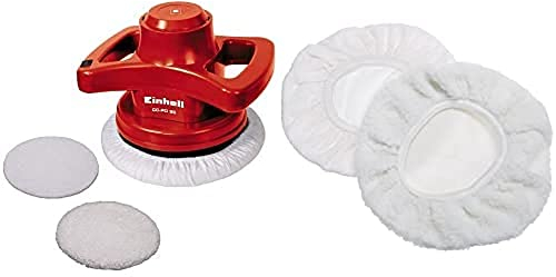 Einhell Polisseuse pour carrosserie CC-PO 90 (90 W, Vitesse d'oscillation : 3300 tours/mn, Diamètre disque : 240 mm, Livré avec 1 bonnet textile et 1 bonnet synthétique) + Capots de polissage