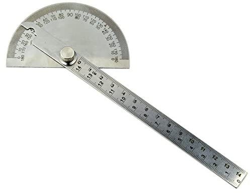 RHINORO 0-180° 180 Degree Stainless Steel Protractor Tool Angle Finder Ruler Semicircle Goniometer for Painting Drawing
