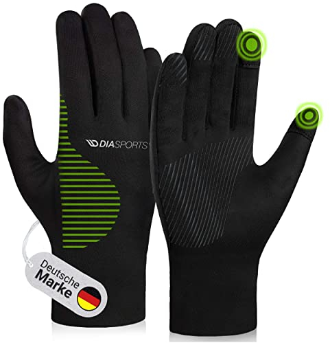 Diasports Handschuhe Herren & Damen | Touchscreen Laufhandschuhe | Fahrradhandschuhe mit Anti-Rutsch | Winterhandschuhe Outdoor | Sporthandschuhe| Dünne Winter Thermohandschuhe | Grün, XL