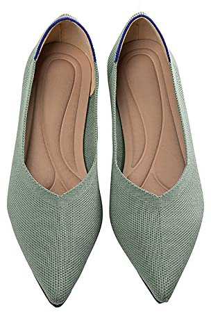 MACHSWON Damen-Ballerinas, elegante flache Schuhe, spitzer Zehenbereich, Strickkleid, Slipper, lässig, faltbar, Ballerina-Wanderschuhe, lichtgrün, 40 EU