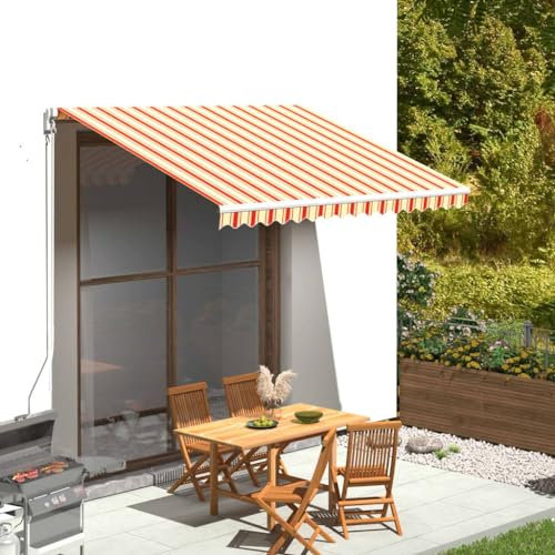 Annlera Tenda Da Sole 350x250 cm Da Balcone Estensibile Da Esterno Parasole Autoportante A Bracci Giallo E Arancione
