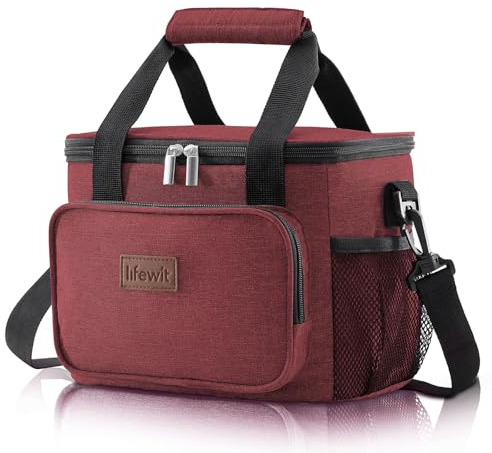 Lifewit Kleine Kühltasche, 9L, Isolierte Lunchtasche, Faltbare Lunch-Tasche, Tragbare Brotdose für Herren und Damen, Picknicktasche für Arbeit,Schule, Strand,Fraue, Weinrot