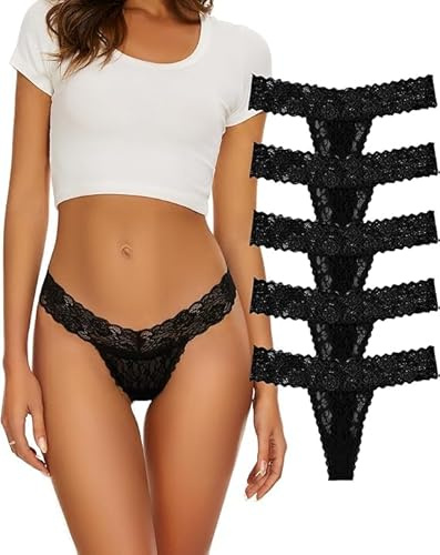 Evolyline tanga dam spets sträng stringtrosa dam tanga spets stringtrosor spets set sexig tanga spets string bomull damer spets underkläder tanga spets flerpack underkläder för kvinnor