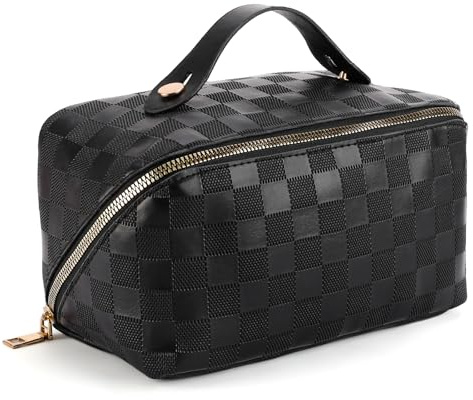 AMXNX Borsa Cosmetica da Viaggio Beauty Case da Donna in Pelle PU, Grande Capacità Porta Trucchi Impermeabile Portatile Adatto a Uomini e Donne, Toilette Organizer con Scomparti per Trucchi