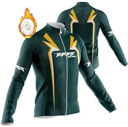 Maglia Termiche da Uomo Invernale,Maglia Ciclismo Manica Lunga Imbottito con PileAntivento Inverno idoneità per Mountain Bike (5,L)