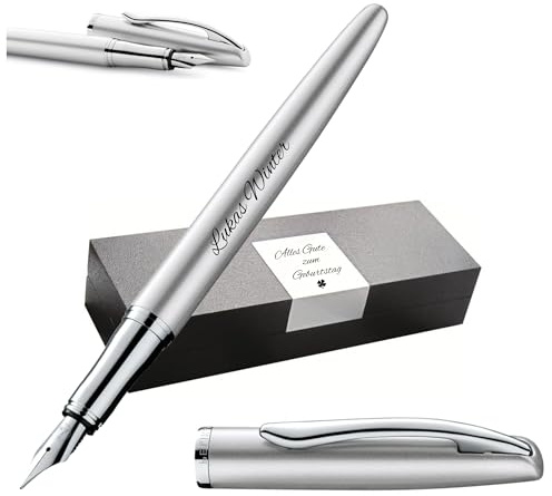 Pelikan Jazz® Noble Elegance P36 Füllhalter mit Gravur Geschenk - einzigartige Stifte mit Namen - personalisierte Geschenke - Füllfederhalter personalisiert (Silber)