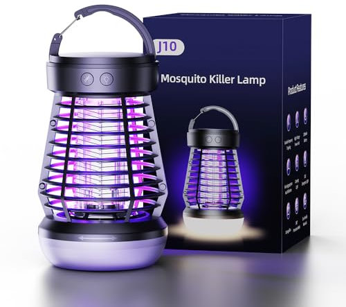 Dufuso Lampe Anti Moustique, UV Tueur d'Insectes Électrique, 2000V, Tueur d'Insectes Étanche IPX5, Mosquito Repellent Light Rechargeable,pour Camping, Intérieur Et Extérieur (avec éclairage LED)