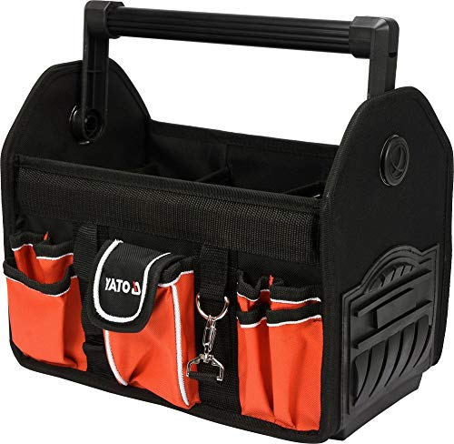 Yato Werkzeugtasche mit 17 Fächern 33,5 x 21 x 28 cm offen Aluminiumgriff rot/schwarz groß leer
