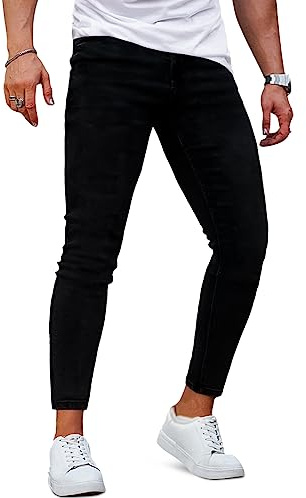 GINGTTO Mens Jeans Skinny Stretch Tapered Leg Denim Trousers | Super Stretchy,Tapered Leg,Suitable for Leisure,Work,Dates