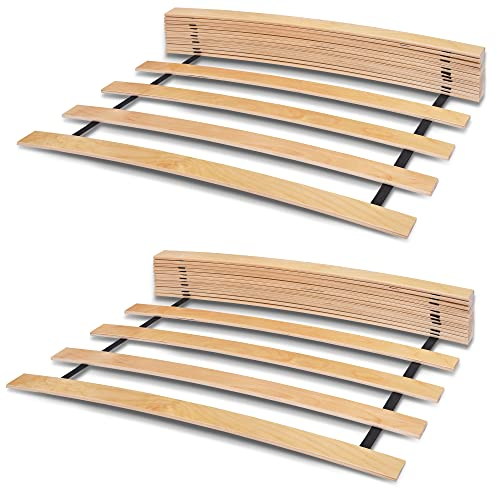 WOODRAM Rollrost 160x200 cm (2x80cm) für Bett - Hochwertiger Rolllattenrost 17 Gebogene Birkenholzlatten mit Band verbunden.Lattenroste holzlatten Klappbar Bestimmt für Feder- sowie Schaummatratzen.