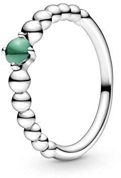 PANDORA Ring Sterling Silver Ring with Rainforest Green Crystal 198867C05-50 Marke, Einheitsgröße, Metall, Kein Edelstein