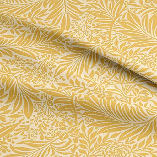 Cotton Fabric - William Morris Larkspur Ochre Yellow Floral Craft Fabric Material Metre