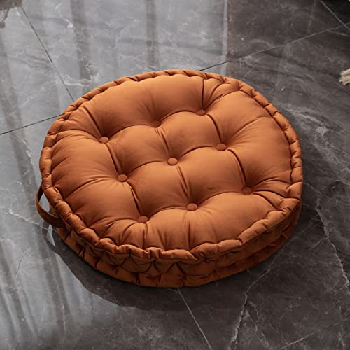 TAGKOMA Round Floor Cushion Solid Color Dutch Velvet Big Floor Pillow For Adults Living Room Bedroom Classroom Outdoor Yoga Meditation Large Floor Cushion,orange,60cm