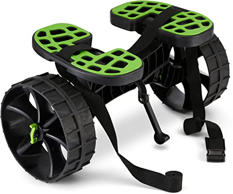 Ulticor Kayak Cart, Puncture-Free Wheels Assembles and Disassembles Within Seconds – Easy to Store – No Tools Required – All-Terrain Durable Kayak and Canoe Cart with Adjustable Straps (Green - Black)