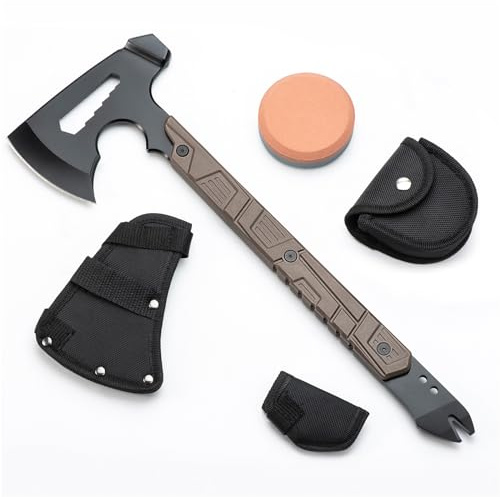 Camping Axe - 17 Camping and Survival Hatchet with Sheath and Sharpening Stone for Camping and Chopping Wood