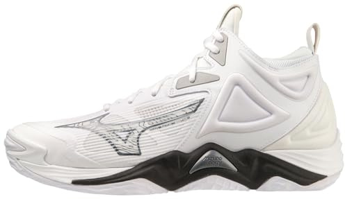 Mizuno Wave Momentum 3 Mid - Tenis unisex de voleibol unisex para adultos, Blanco/Negro, 13 Wide Women/11.5 Narrow Men