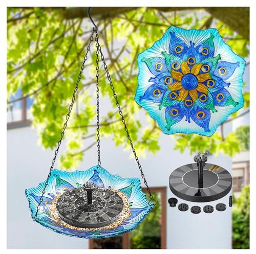 Fontaine Solaire Exterieure De Jardin avec Bain d'oiseaux Suspendu Pompe Eau Solaire Flottant sur Pied Petite Fontaine Extérieure,Style4
