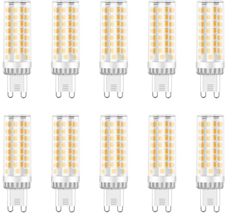 ZFQ Lampadine LED G9 10W, 95-LED SMD2835, 1000LM Equivalente 100W Alogena, Bianco caldo 3000K, 220-240V, Non Dimmerabile, Risparmio energetico, Angolo Di Fascio Di 360 °, 10 Pezzi