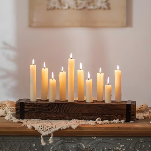 NUPTIO Candelabro in Legno per Centrotavola: Portacandele a Cero Lungo 42cm - Portacandele da Fattoria per Matrimonio Natale Casa Sala da Pranzo Soggiorno Caminetto
