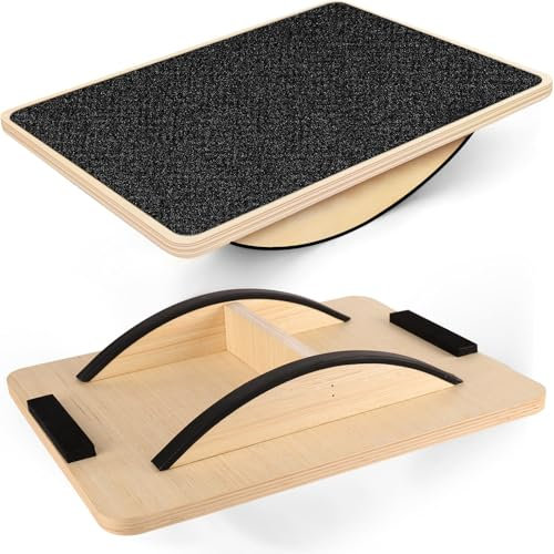 Wooden Balance Board mit Hartholzbasis, Advanced Rocker Board für Kernkraft, Stabilitätstraining, Schwieriges Balancing Board