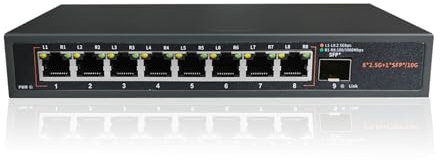Conmutador de red Conmutador De Red Ethernet De 8 Puertos, 2,5G, Concentrador LAN No Administrado, 8x2,5G + 1x10G SFP + Puertos De Enlace Ascendente Sin Ventilador For Enrutador, AP Inalámbrico VDI F