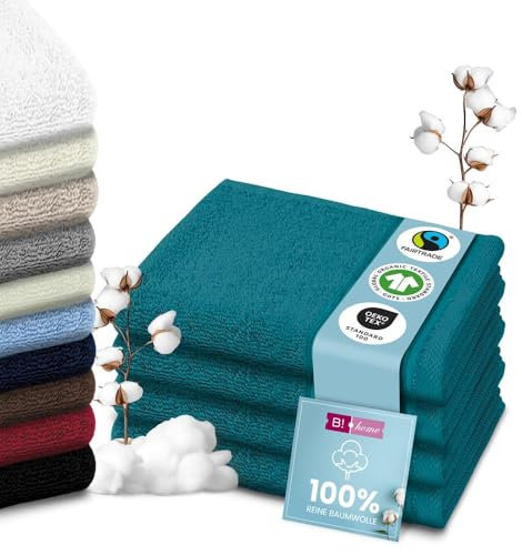 B!HOME 4er Set Premium Duschtücher [100% Baumwolle] 70x140 cm, Petrol/grün/große Handtücher Weich, Saugstark & Pflegeleicht/Badetuch Perfekt für Bad, Strand & Reisen