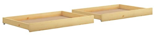 Lot de 2 Tiroirs sous Lit à Roulettes, Tiroir de Lit Rangement avec Roulettes 2 pcs Bois de pin massif